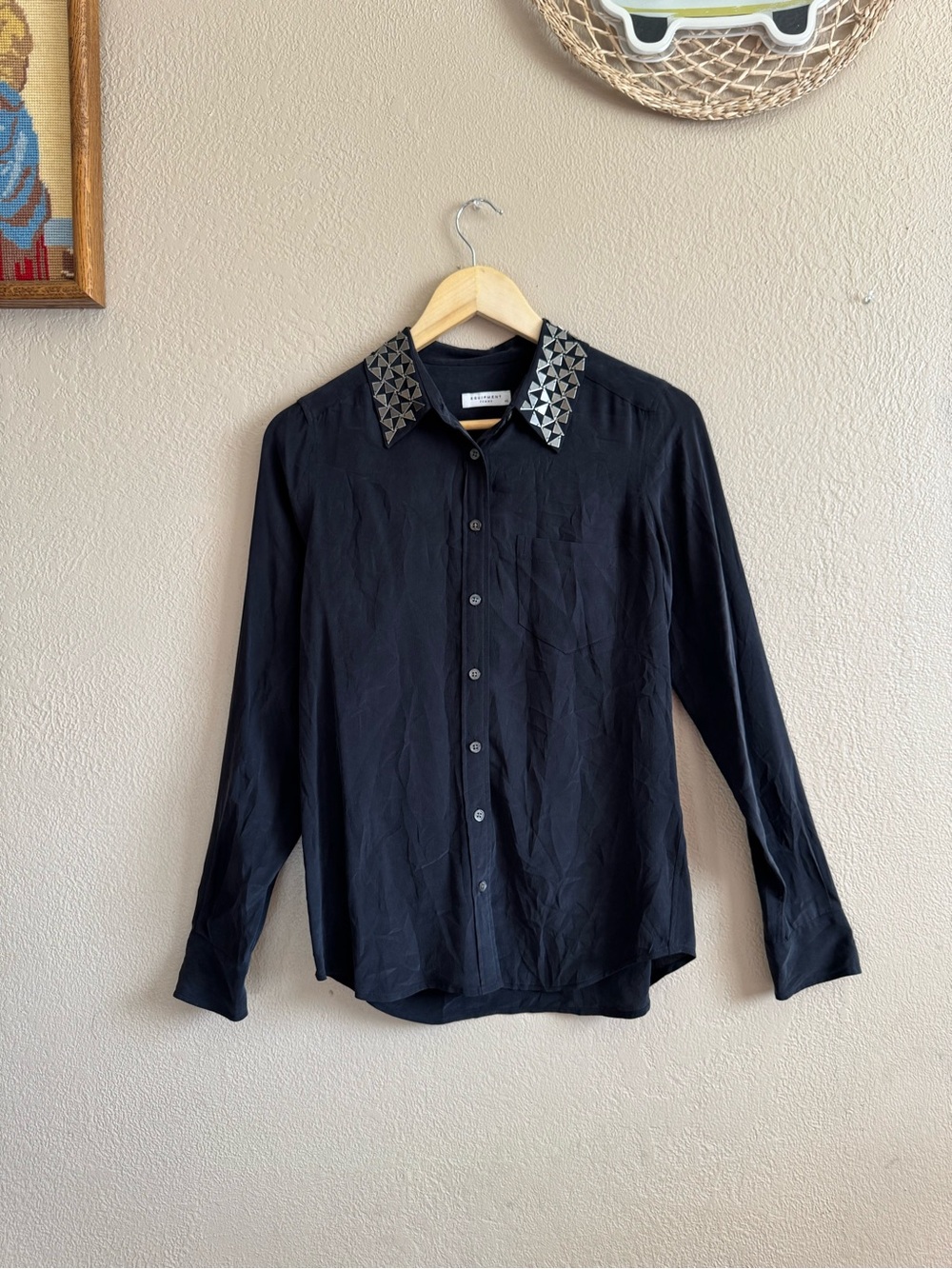 EQUIPMENT Charcoal Grey 100% Silk Button Down Shirt Blouse